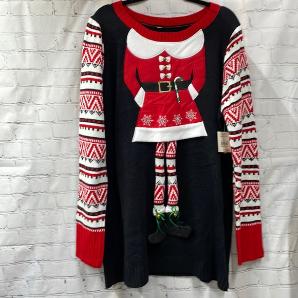 Holiday Time NWT Santa Girl/elf with legs Christmas size 20 sweater - Picture 1 of 6